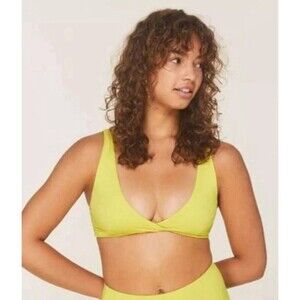 Andie Swim The Belmar Top Women's Small Honeysuckle Yellow Glossy Eco Nylon NWT